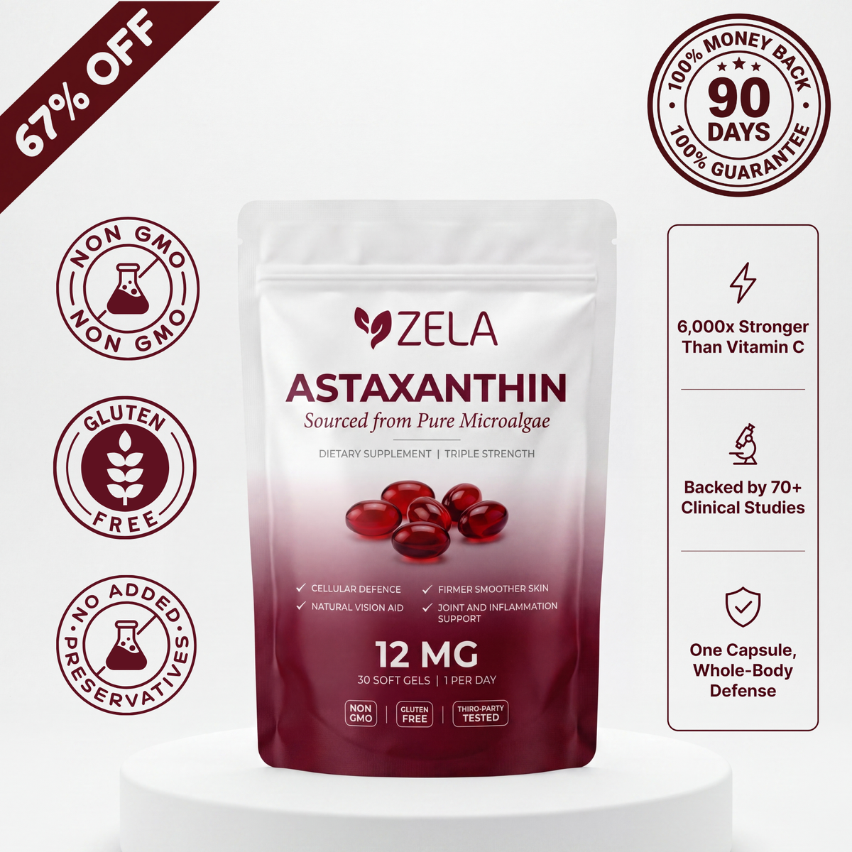 Zela Astaxanthin 12mg — 30 Softgels