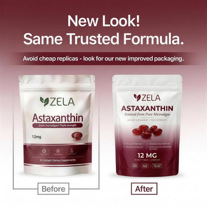 Old and new Zela packaging side by side