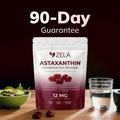 Zela Astaxanthin pouch with a 90-day guarantee